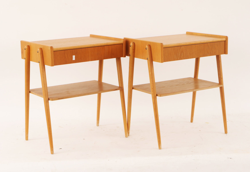 Nattduksbord ett par, Carlström & co., 1950/60-tal