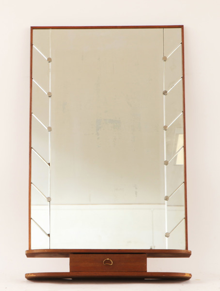 Spegel med låda, firma Glas och Trä, omkring 1900-talets mitt