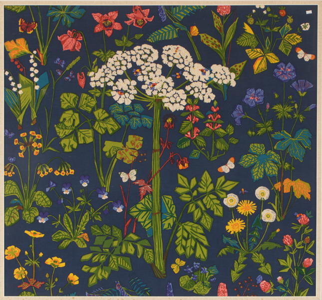 Textilt handtryck, "Aurora", Lisbet Jobs, Leksand