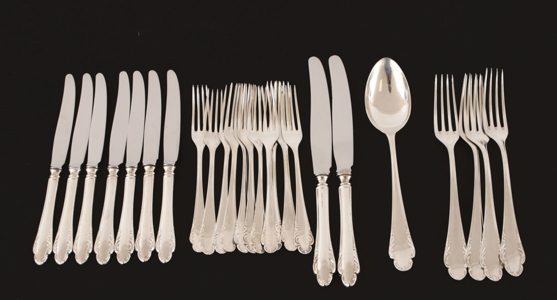 Bestickservisdelar 25st, silver, "Haga"