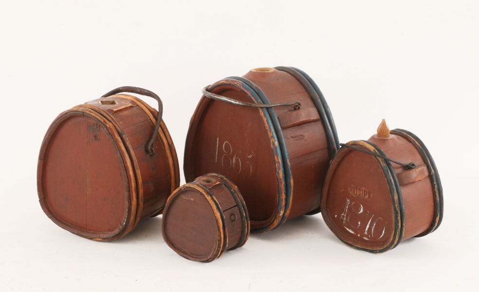 Vattenflaskor 4st, allmoge, 1800-tal