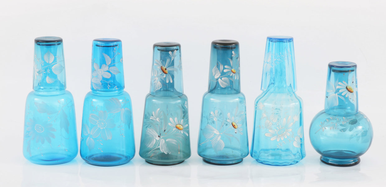 Vattenkaraffer med glas 6st, omkring år 1900