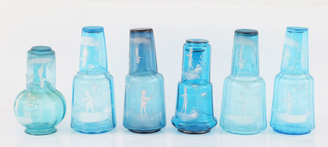 Vattenkaraffer med glas 6st, omkring år 1900