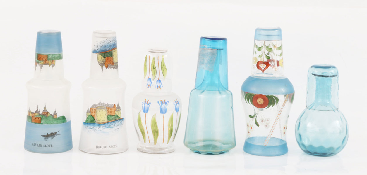 Vattenkaraffer med glas 6st, tidigt 1900-tal