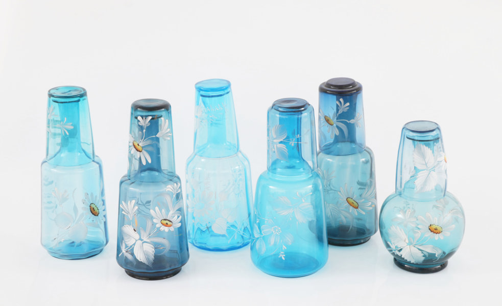 Vattenkaraffer med glas 6st, omkring år 1900