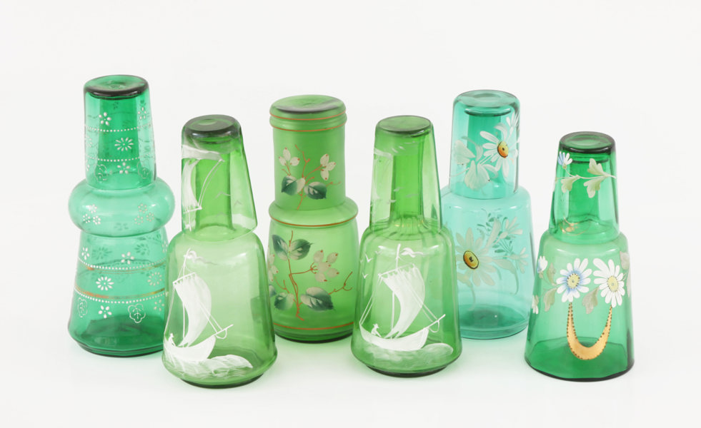 Vattenkaraffer med glas 6st, omkring år 1900