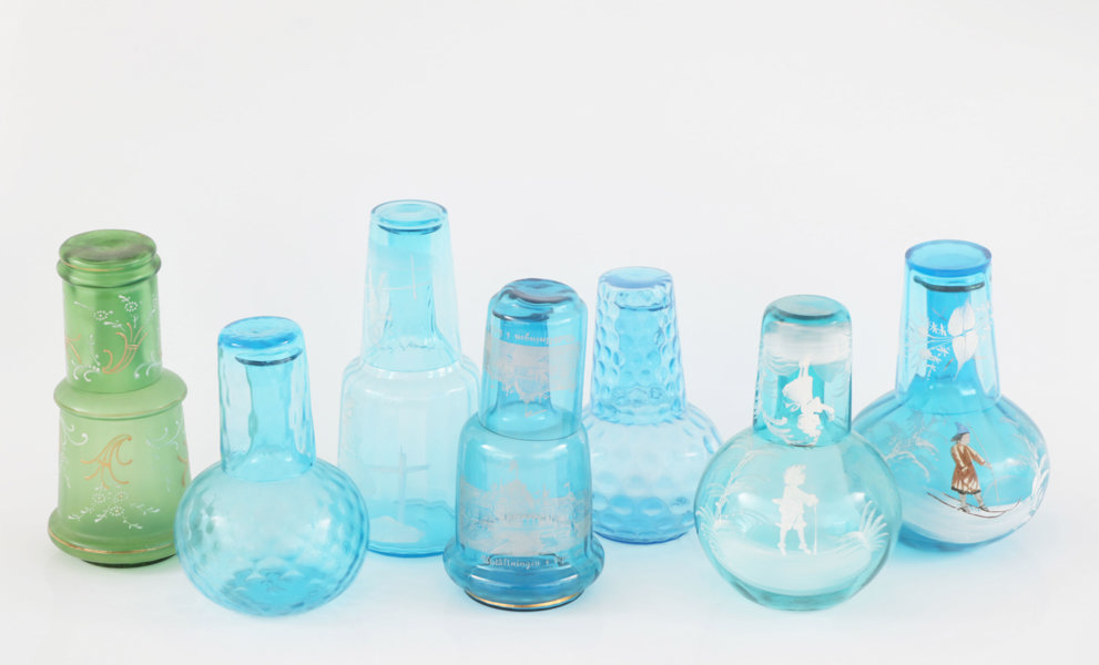 Vattenkaraffer med glas 7st, omkring år 1900