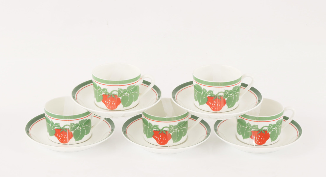 Kaffekoppar 5st, "Jordgubbe", Karin Björquist för Gustavsberg