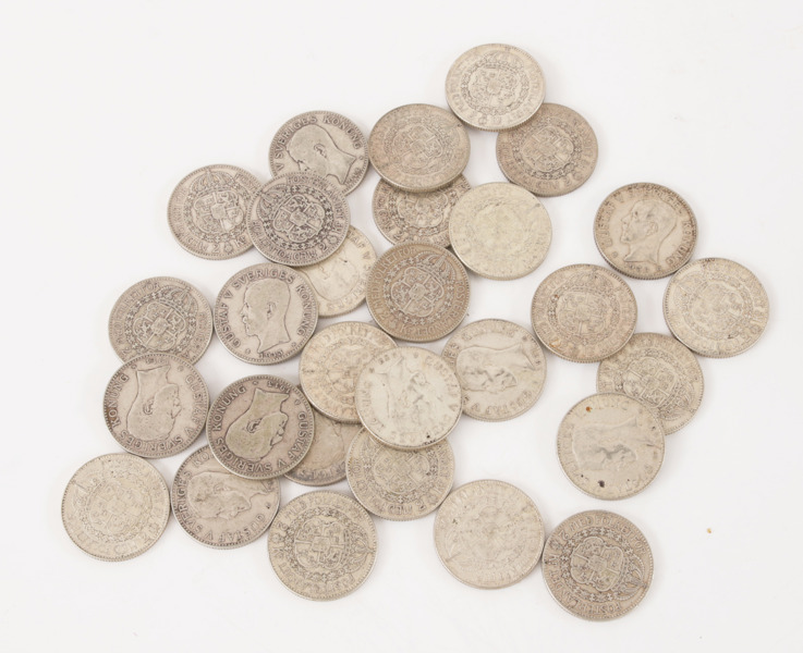 Parti tvåkronor, silver, före 1942