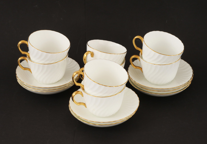 Tekoppar med fat 8st, "Minton", England