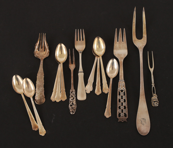 Silver 15 delar, bl.a. sterling