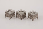 Saltkar 3st, silver, rokokostil, 1900-tal