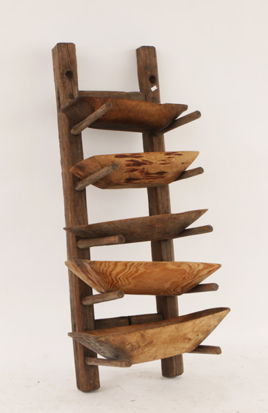 Trågställ med 5st tråg, allmoge, 1800-tal