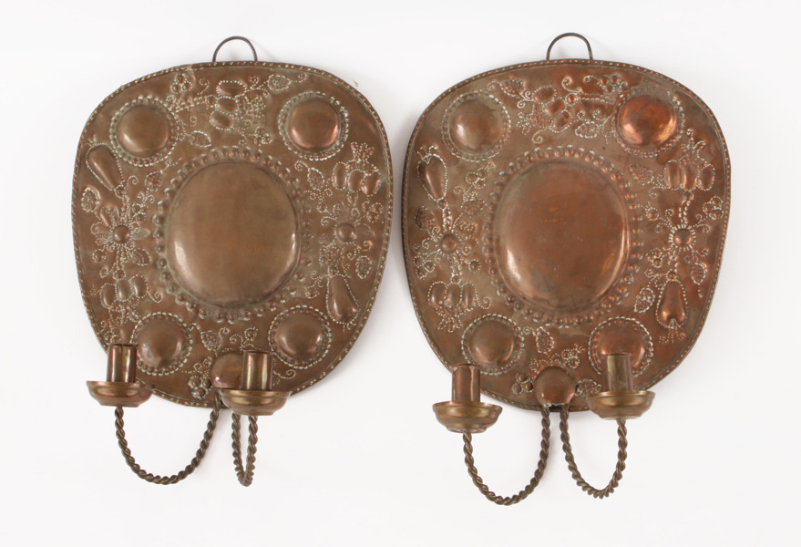 Ljusplåtar ett par, barockstil, 1900-talets första hälft