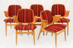 Karmstolar 5st, Hans Olsen, Danmark, modell 107