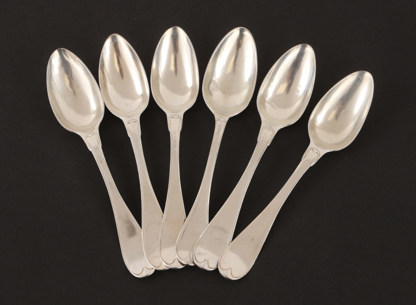 Matskedar 6st, silver, 1802/1822