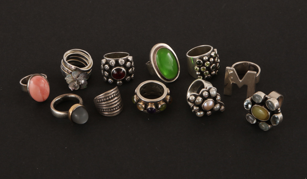 Ringar i sterlingsilver 11st