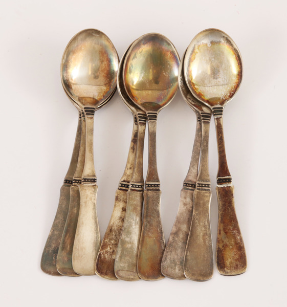 Kaffeskedar 9st, silver, "Uppsala", Eric Löfman