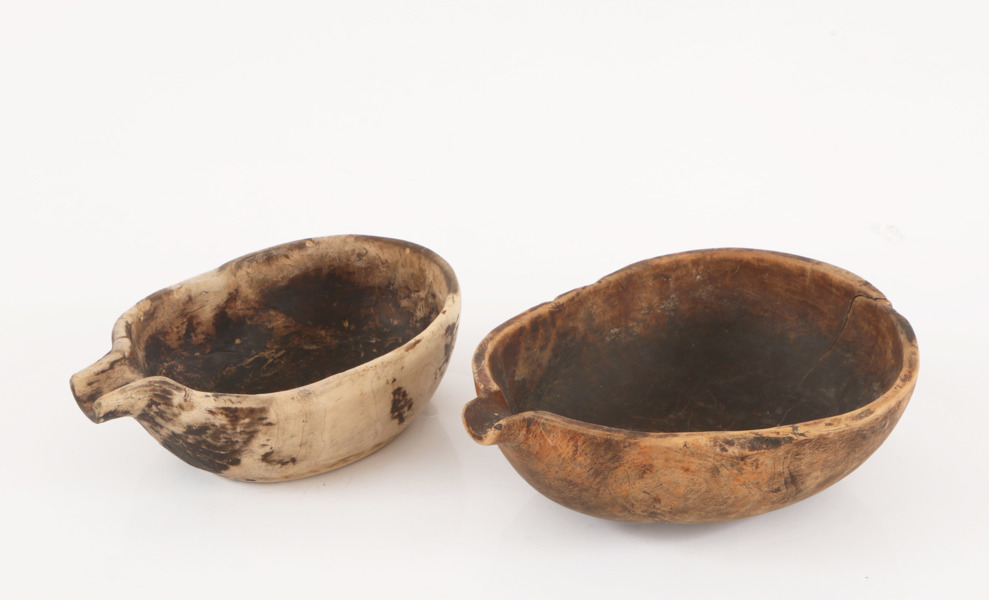 Knotskålar 2st, allmoge, 1800-tal