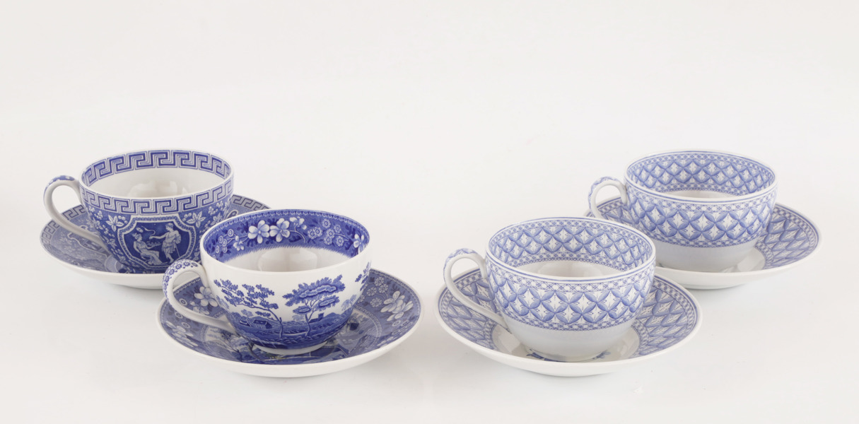 Frukostkoppar med fat 4st, The Spode Blue Room Collection, England