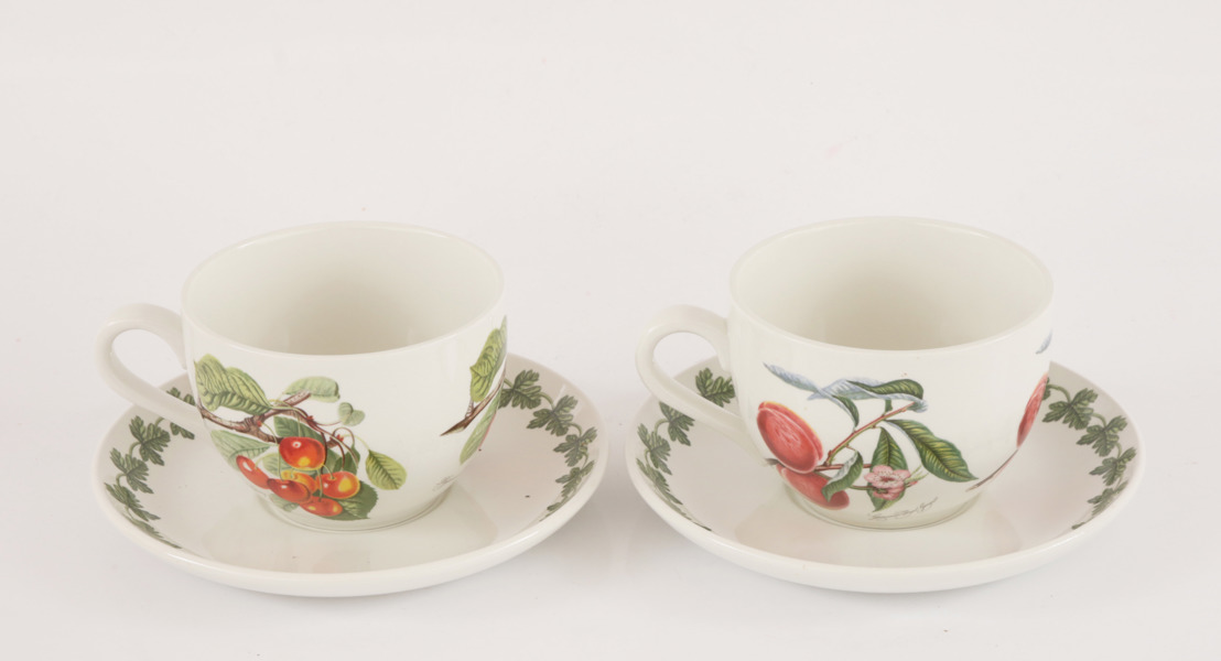 Frukostkoppar med fat 2st, "Pomono", Portmeiron, England
