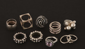 Ringar 9st, silver/sterlingsilver
