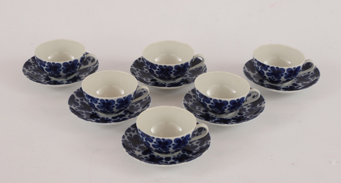 Kaffekoppar med fat 6st, "Mon Amie", Marianne Westman för Rörstrand