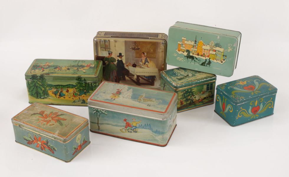 Plåtburkar 7st, bl.a. Gevalia