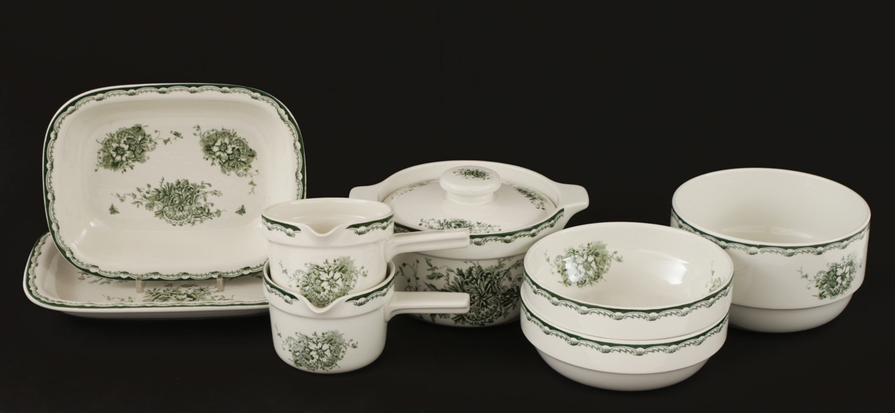 Matservisdelar 8st, "Grön Anna", Rörstrand