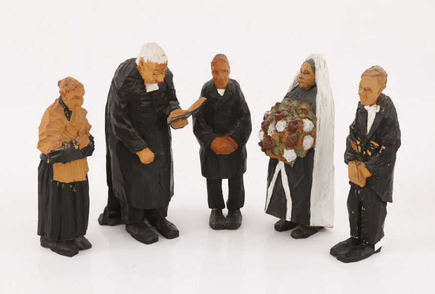 Figurgrupp i 5 delar, efter Axel Petersson "Döderhultarn"