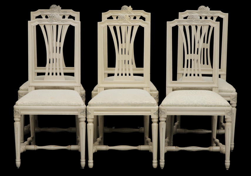 Stolar 6st, gustaviansk stil, K.A.Roos, Helsingborg