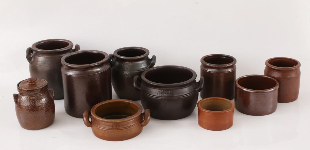 Saltglaserat stengods 10 delar, Höganäs samt Wallåkra