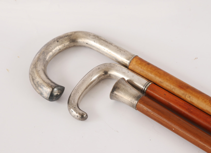 Spatserkäppar 3st, med handtag i silver