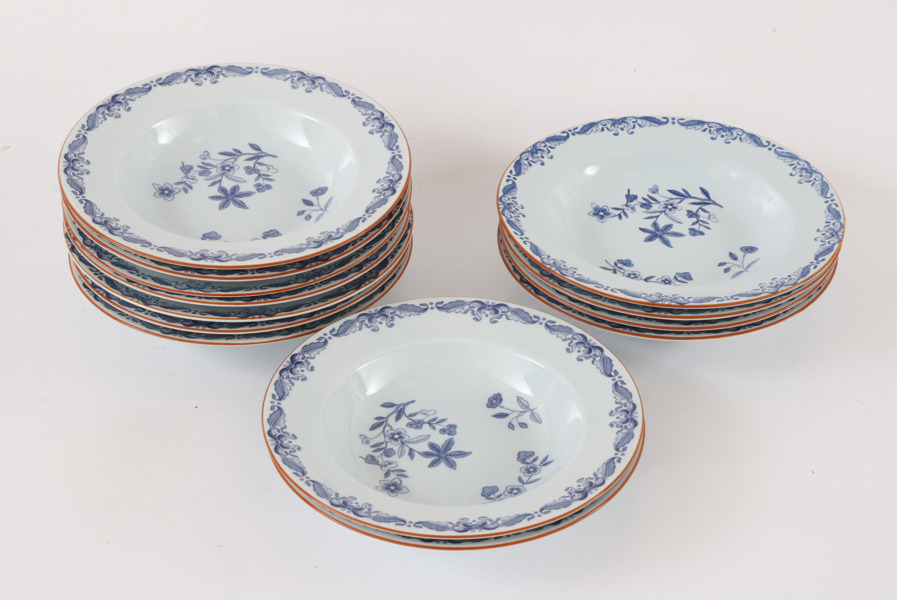 Djupa tallrikar 13st, "Ostindia", Rörstrand