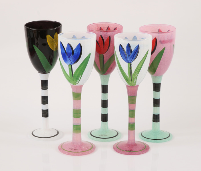 Pokalglas 5st, Ulrica Hydman Vallien för Kosta Boda