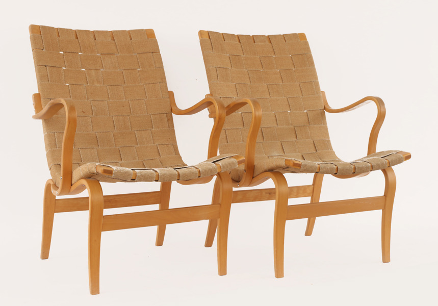 Fåtöljer ett par, "Eva", Bruno Mathsson för firma Karl Mathsson, Värnamo, 1976