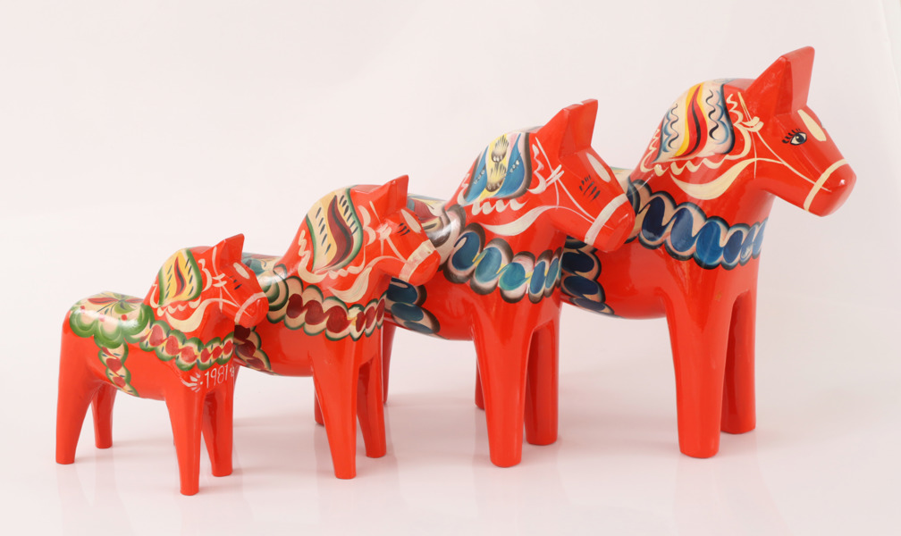 Dalahästar 4st, bl.a. Nils Olsson