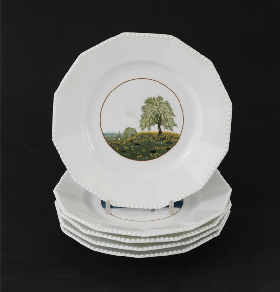 Assietter 5st, Rudolf Sieck, Nymphenburg, 1900-talets början