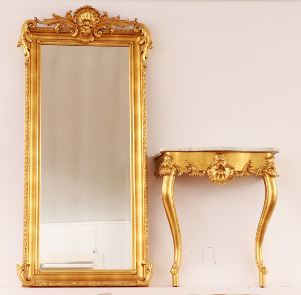 Spegel med konsolbord, nyrokoko, 1800-talets senare del