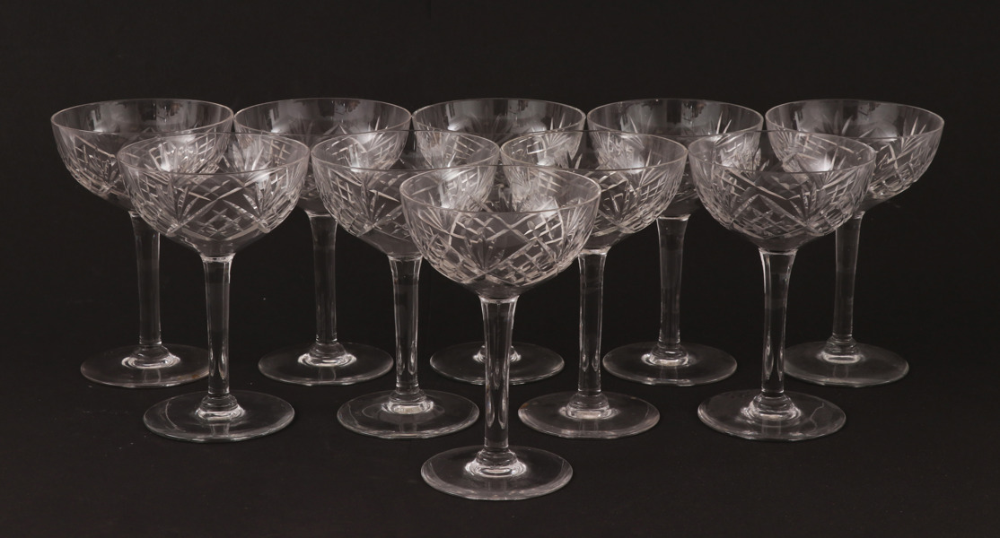 Champagneskålar 10st, 1900-talets första hälft