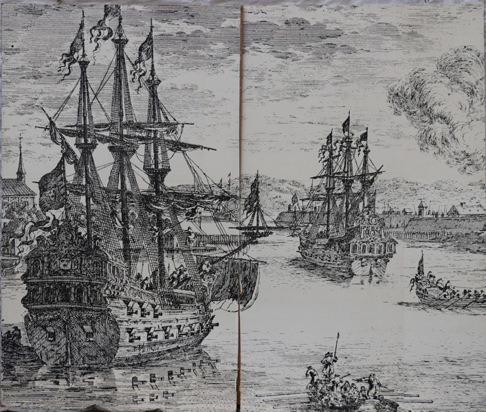 Fondvägg/tryck, efter Suecia Antiqua