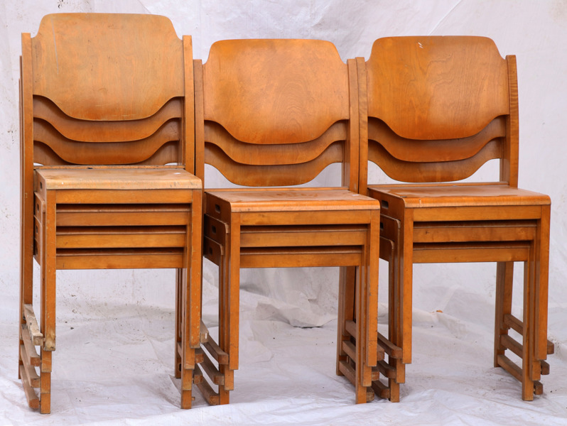 Stapelbara stolar 10st, omkring 1900-talets mitt
