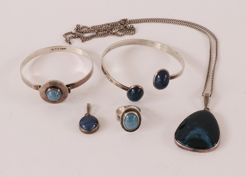 Silversmycken 5 delar, bl.a. Victor Jansson