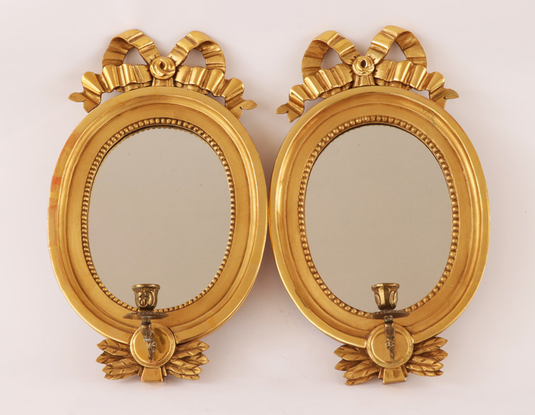 Spegellampetter ett par, gustaviansk stil, Österlundsförgylleri, Stockholm