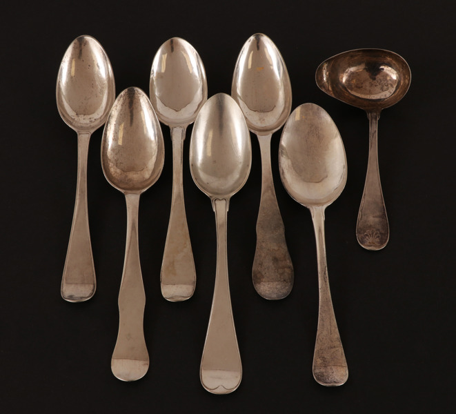 Silver 7 delar, 17/1800-tal