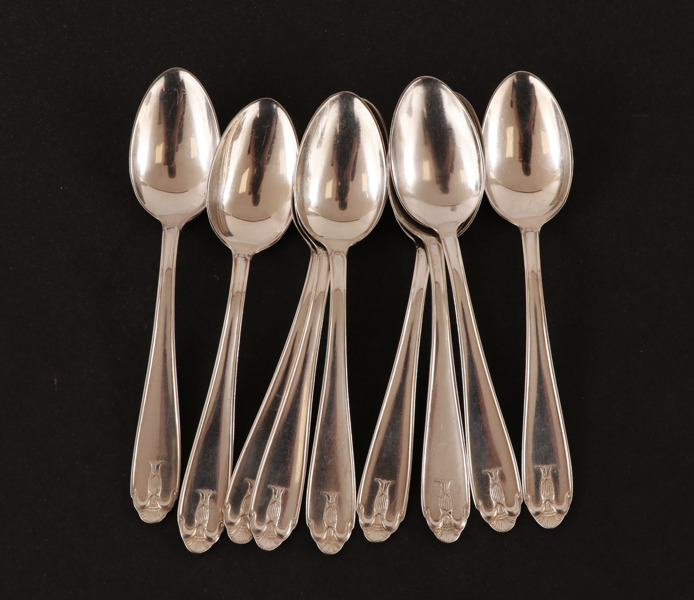 Kaffeskedar 9st, silver, "Vasa"