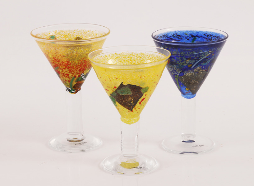 Pokalglas 3st, "Satelite", Bertil Vallien för Kosta Boda