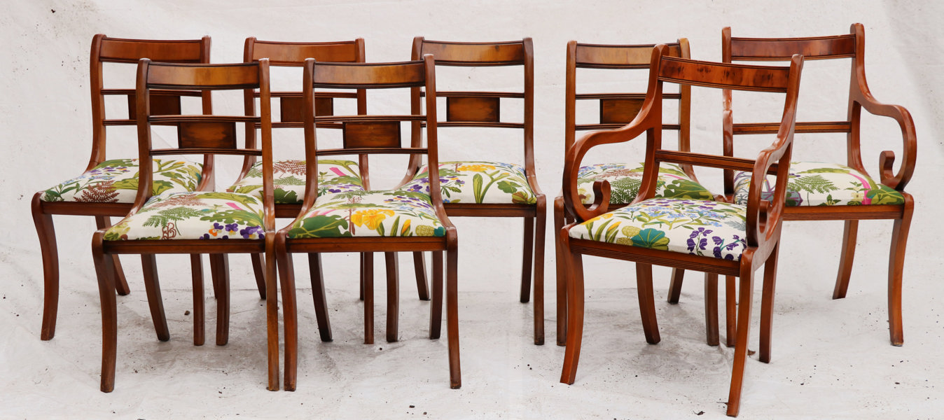 Stolar 6st samt karmstolar ett par, 1900-talets första hälft