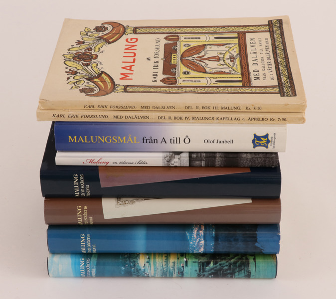 Böcker och häften 8 delar, rörande Malung