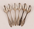 Teskedar 6st, silver, 1800-tal